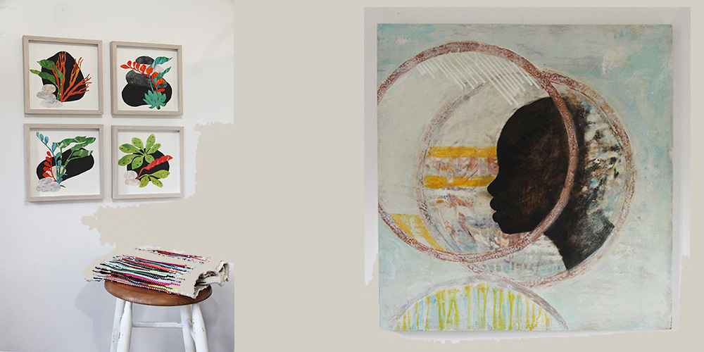 beachgrass collage works on wall